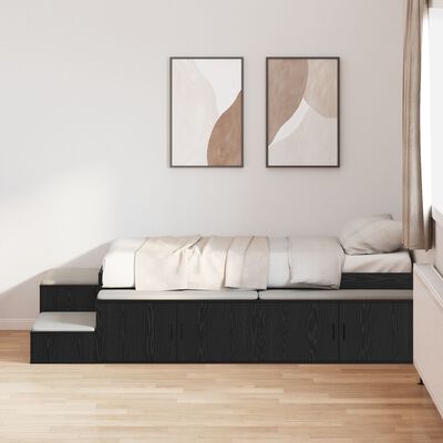 Opslagbedframe Zwart Eiken 80x200 cm