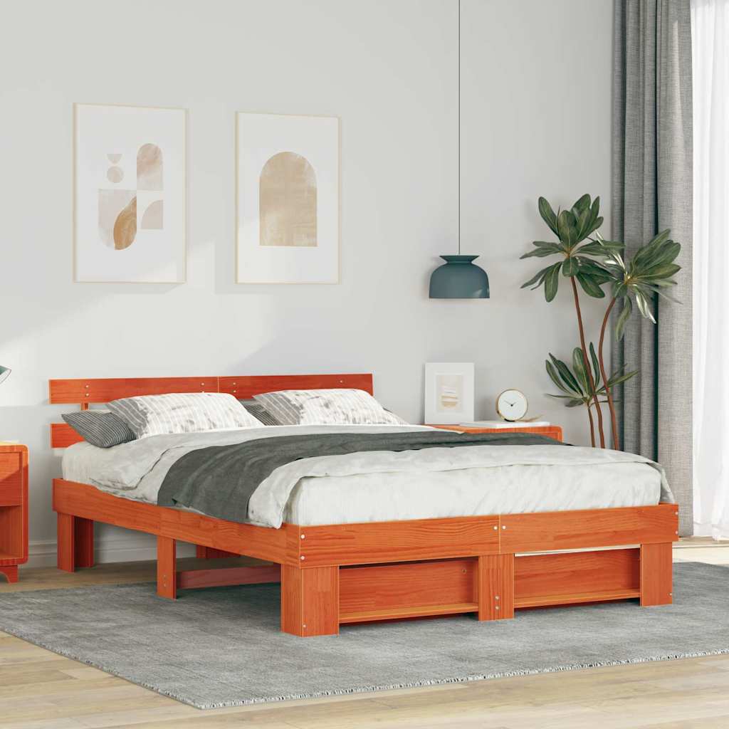 Bedframe Wasbruin 160 x 200 cm Massief grenenhout