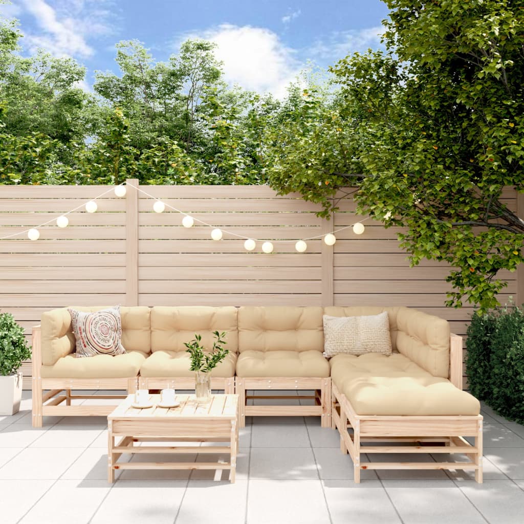 7-delige Loungeset met kussens massief teak