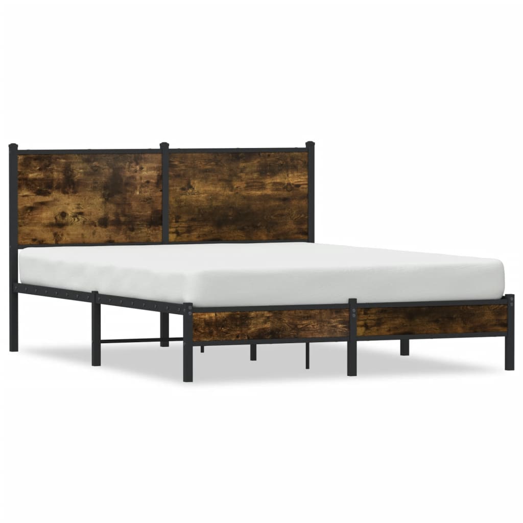Bedframe zonder matras metaal gerookt eikenkleurig 137x190 cm