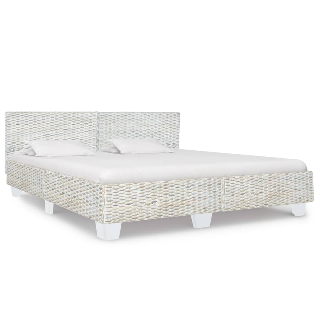 Bedframe natuurlijk rattan grijs 180x200 cm
