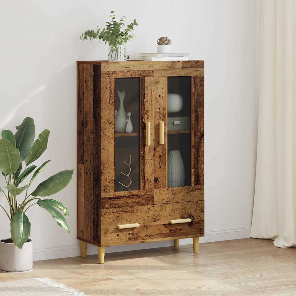 Highboard met lade Oud Hout 70 x 31 x 115 cm Bewerkt hout