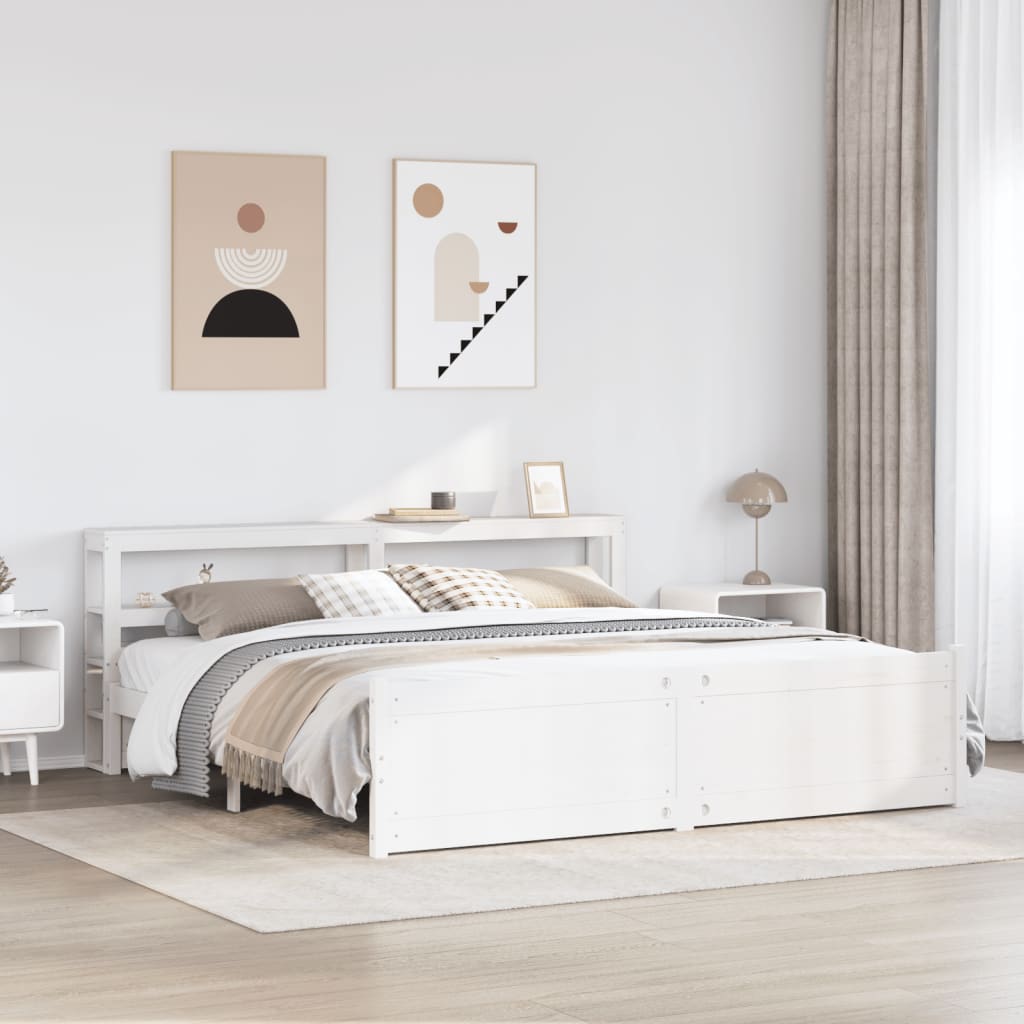 Bedframe met hoofdeinde zonder matras 180x200 cm wit