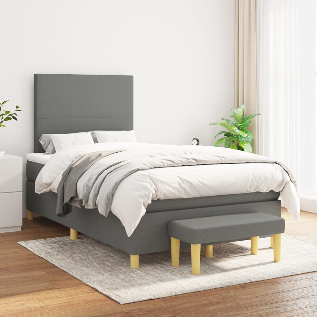 Boxspring met matras stof donkergrijs 120x200 cm