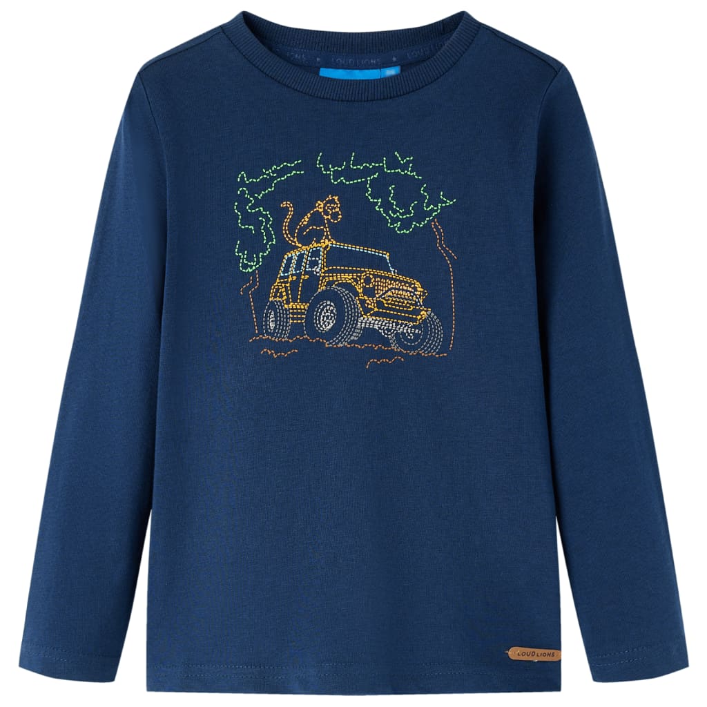 Kindershirt met lange mouwen 140 marineblauw