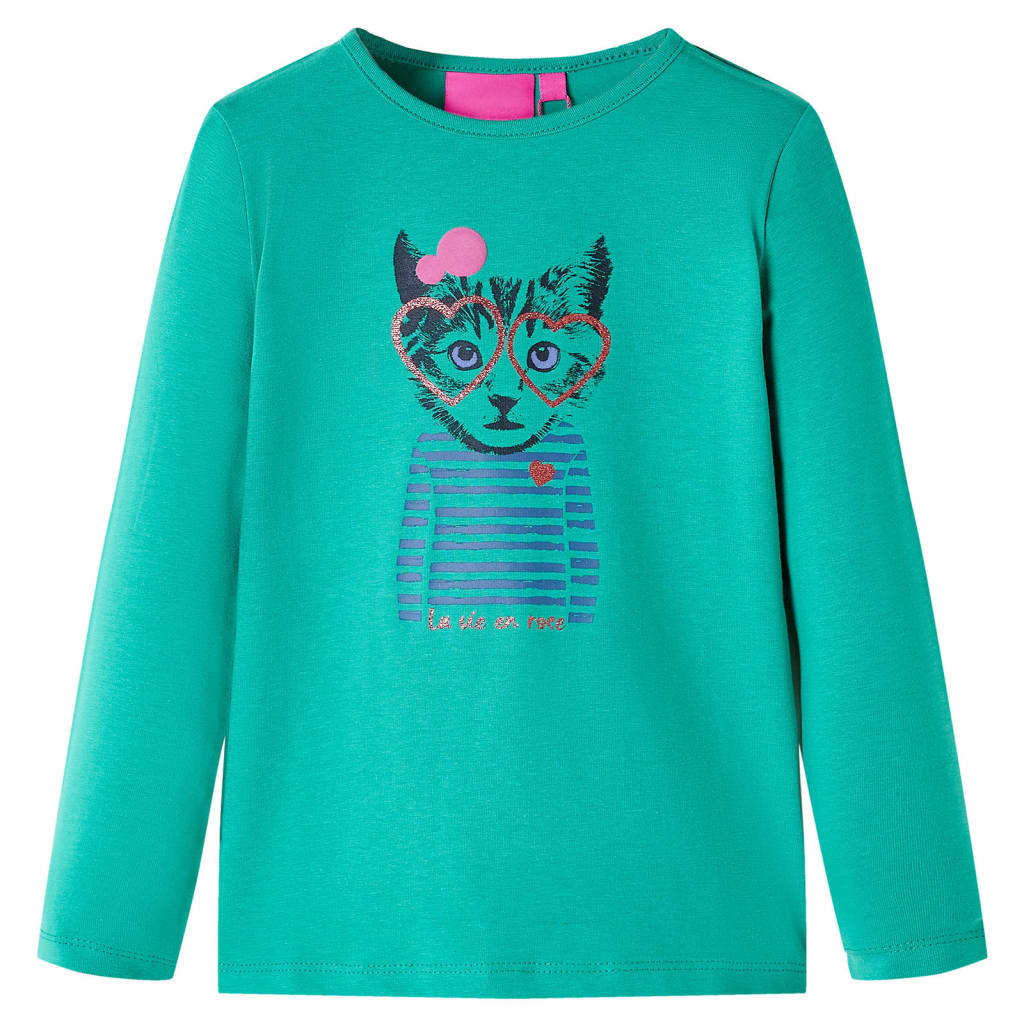 Kindershirt met lange mouwen 140 felgroen
