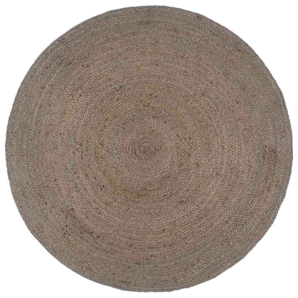 Vloerkleed handgemaakt rond 180 cm jute grijs is nu te koop bij PeponiXL, paradijselijk wonen!