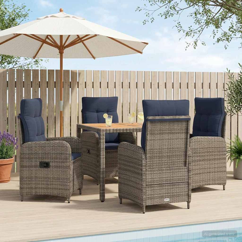 Buiten eettafelset 5 st PE Rattan en Poeder-Coated Staal is nu te koop bij PeponiXL, paradijselijk wonen!