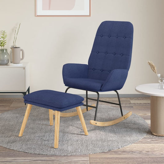 Schommelstoel met voetenbank stof blauw is nu te koop bij PeponiXL, paradijselijk wonen!