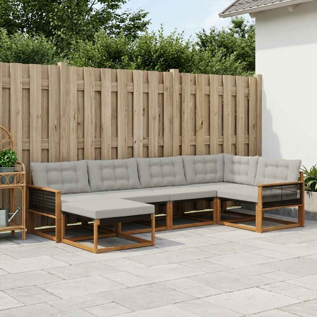 Buiten bankenset met kussen 6 pcs Naturel en lichtgrijs is nu te koop bij PeponiXL, paradijselijk wonen!