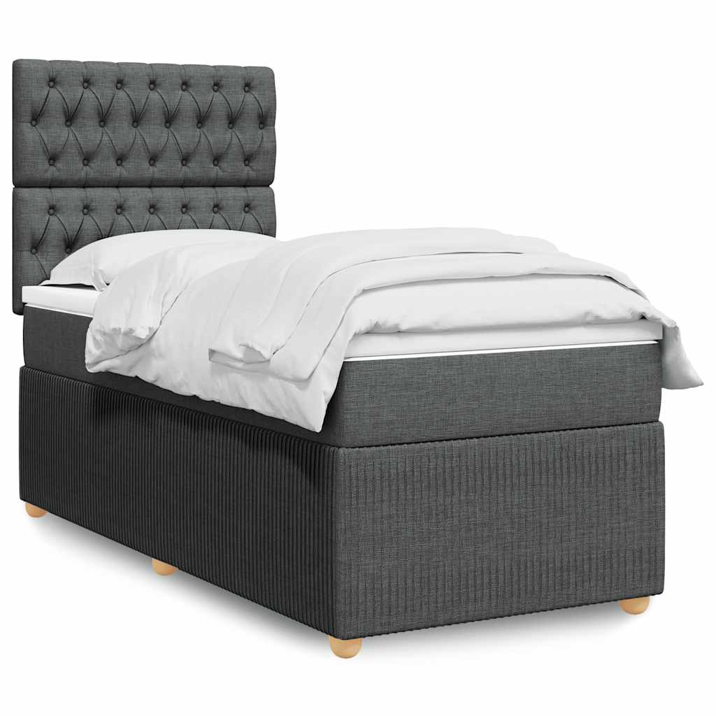 Boxspring met matras stof donkergrijs 90x200 cm is nu te koop bij PeponiXL, paradijselijk wonen!