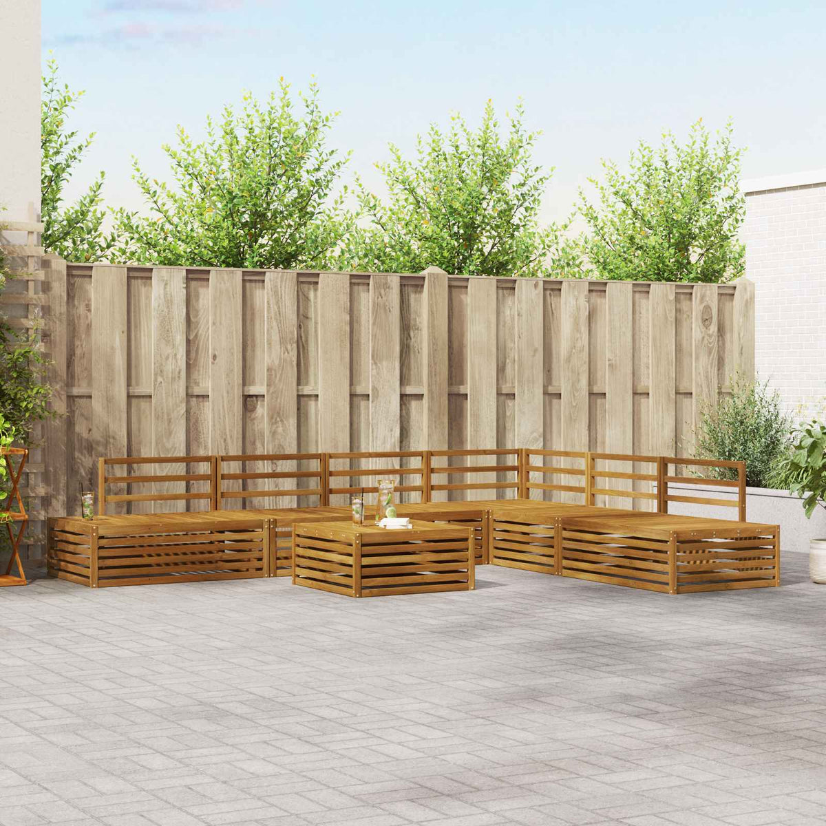 Buiten bankenset 7 Stuk Naturel Massief Acaciahout is nu te koop bij PeponiXL, paradijselijk wonen!