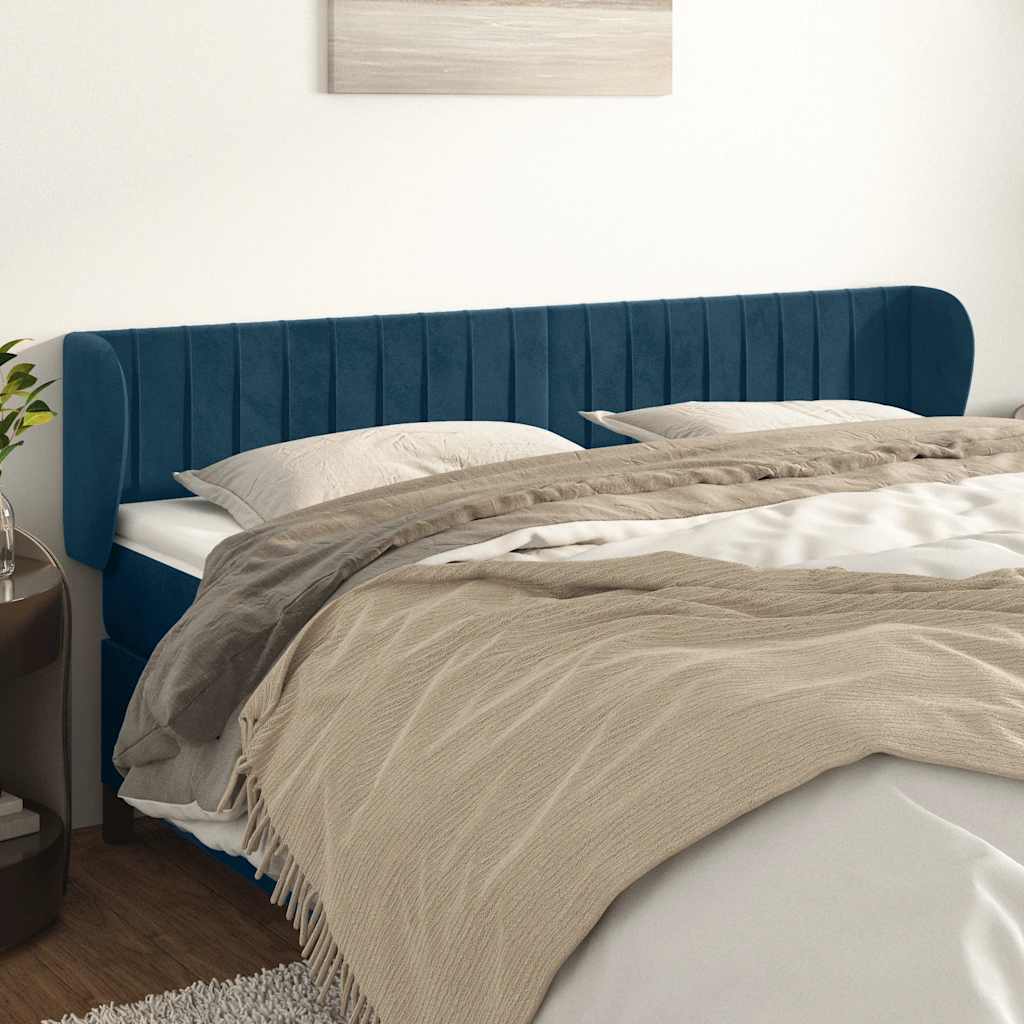 Hoofdbord met randen 183x23x78/88 cm fluweel donkerblauw is nu te koop bij PeponiXL, paradijselijk wonen!