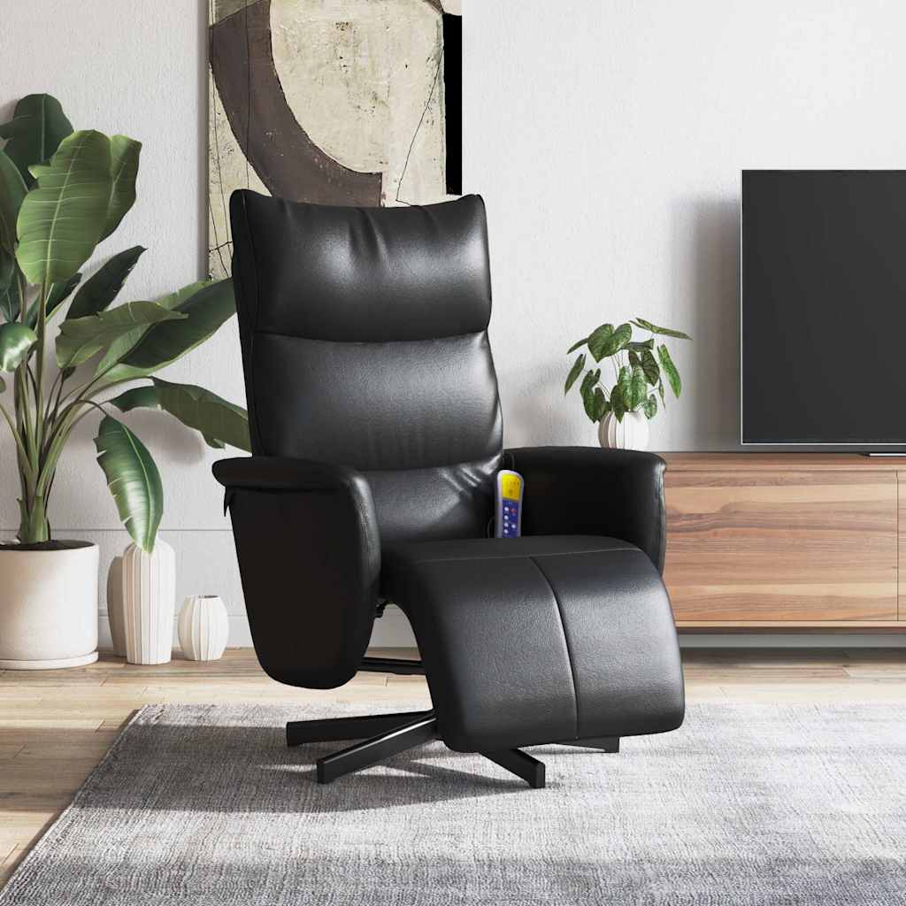 Massagestoel verstelbaar met voetensteun kunstleer zwart is nu te koop bij PeponiXL, paradijselijk wonen!