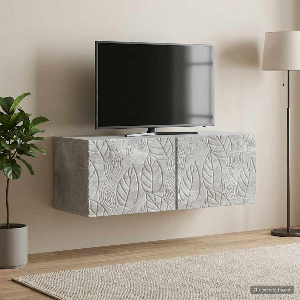 Wandbeugel TV-kast 59,5 x 41 x 30 cm Betongrijs Bewerkt hout is nu te koop bij PeponiXL, paradijselijk wonen!