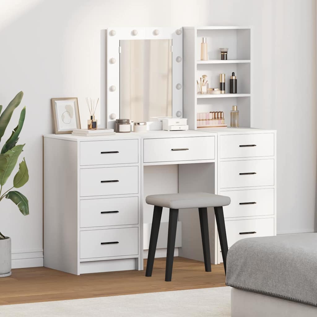 Plafondtafel met spiegellichten met lade 3 pcs Wit Bewerkt hout is nu te koop bij PeponiXL, paradijselijk wonen!