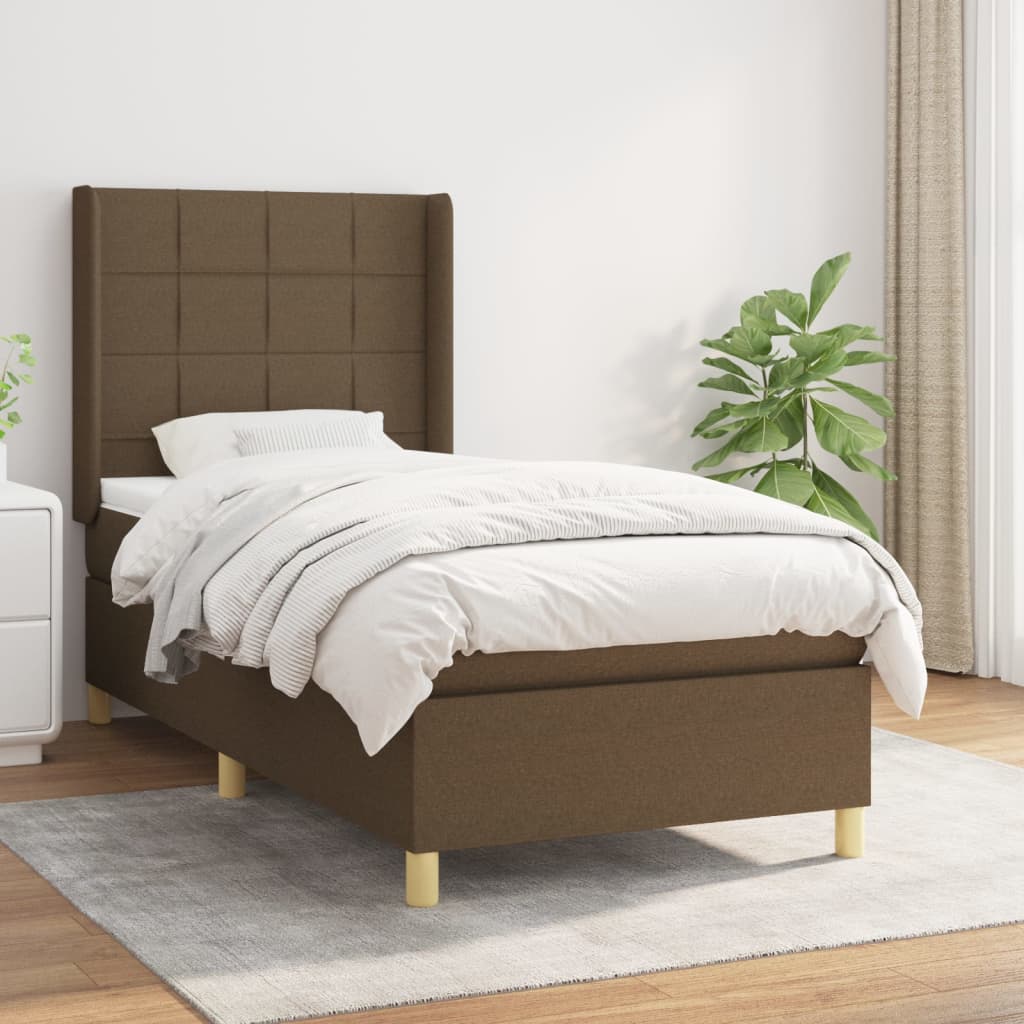 Boxspring met matras stof donkerbruin 90x190 cm is nu te koop bij PeponiXL, paradijselijk wonen!
