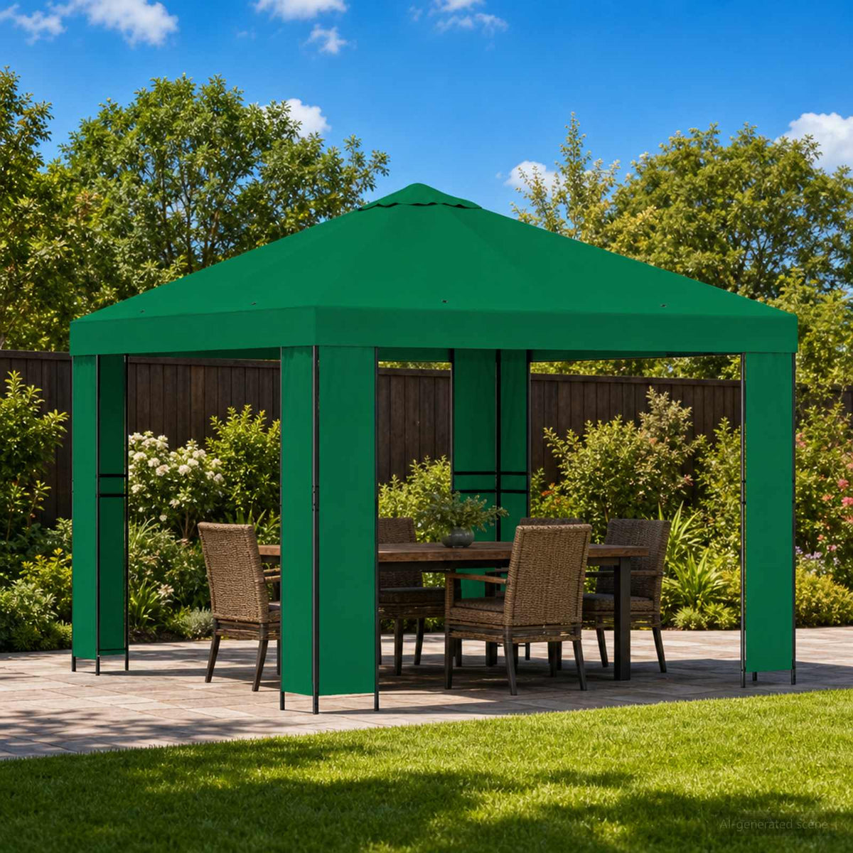 Prieel 3 x 3 m Groen Polyester en staal 190 is nu te koop bij PeponiXL, paradijselijk wonen!