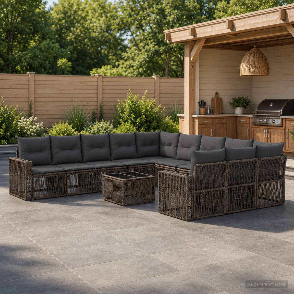 Tuinbankenset 12 pcs Grijs en Donkergrijs poly rattan is nu te koop bij PeponiXL, paradijselijk wonen!