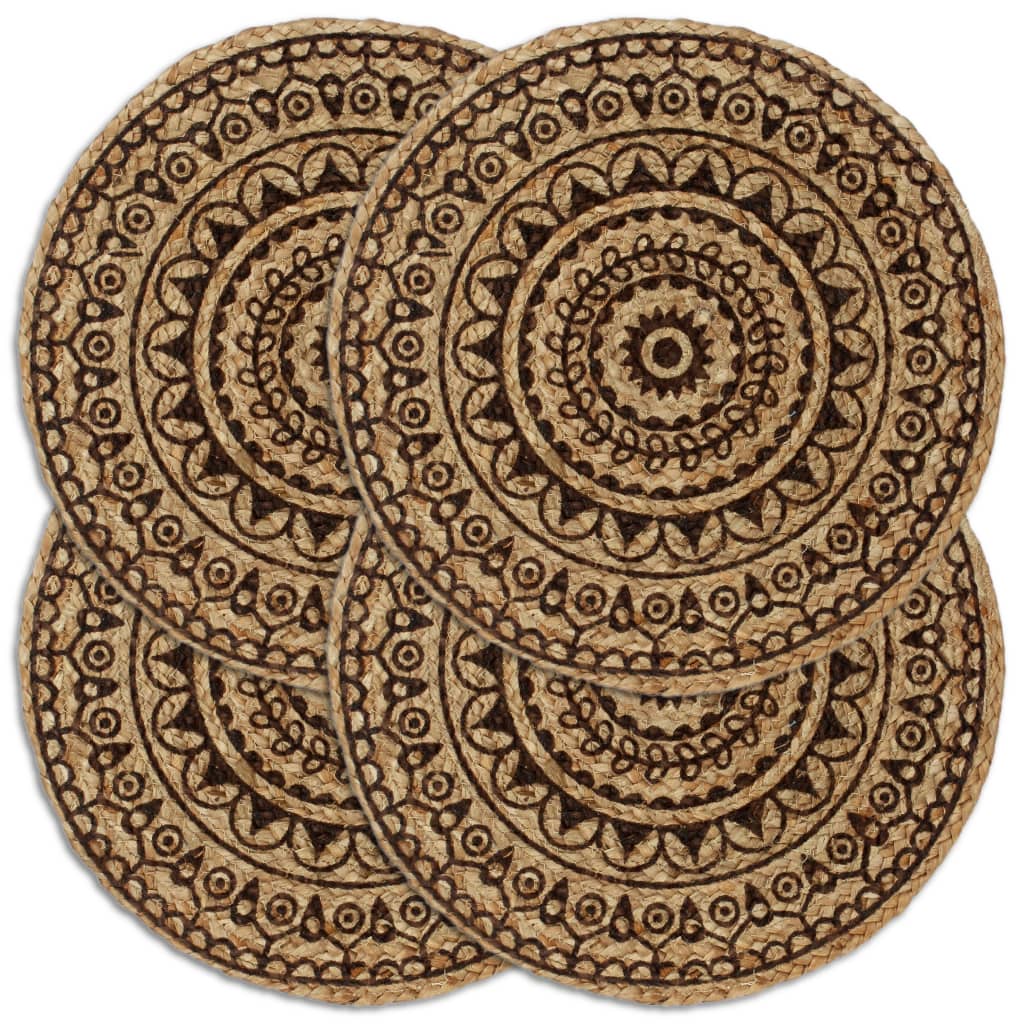 Placemats 4 st rond 38 cm jute donkerbruin is nu te koop bij PeponiXL, paradijselijk wonen!