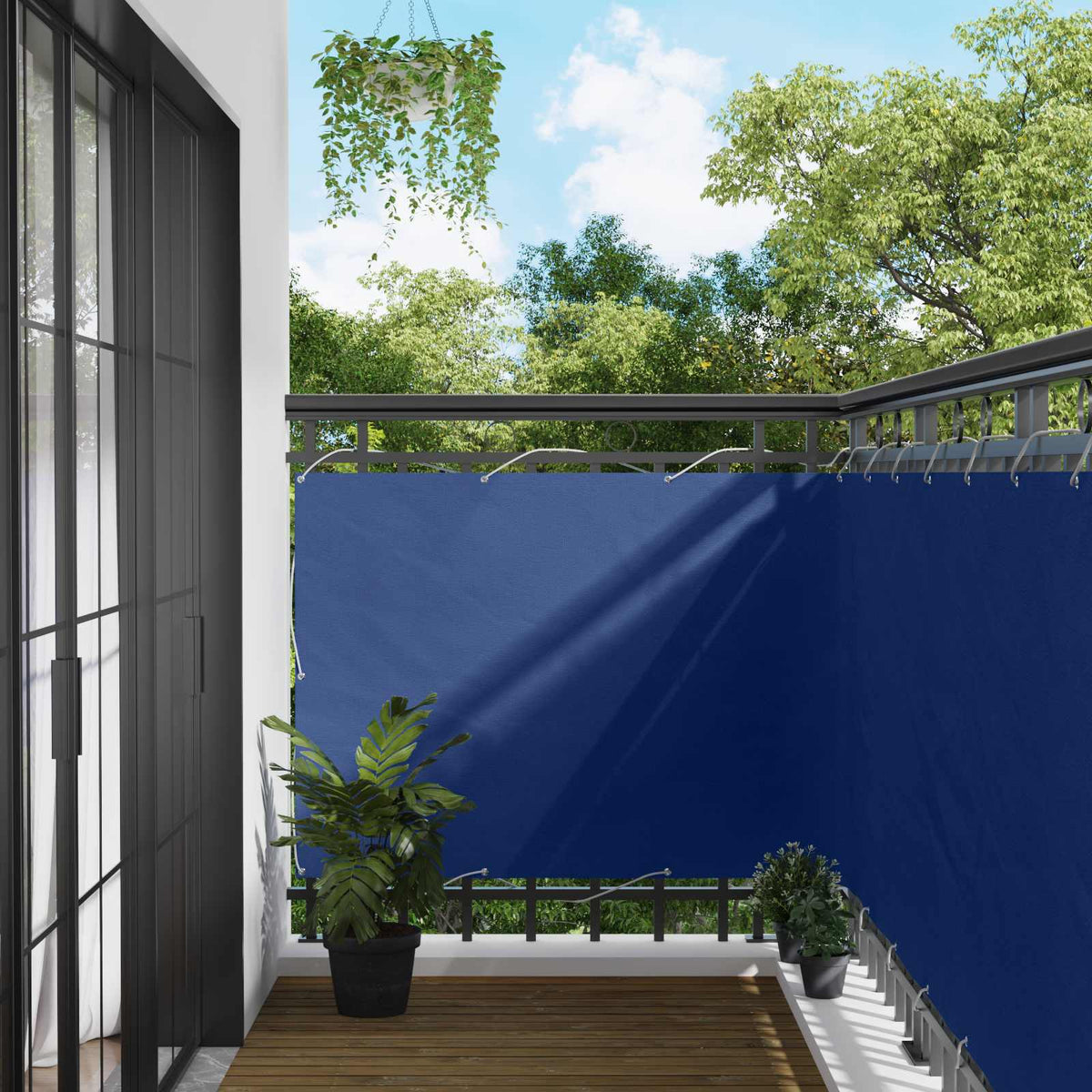 Balkon Scherm Blauw 110 x 200 cm Oxford Stof is nu te koop bij PeponiXL, paradijselijk wonen!