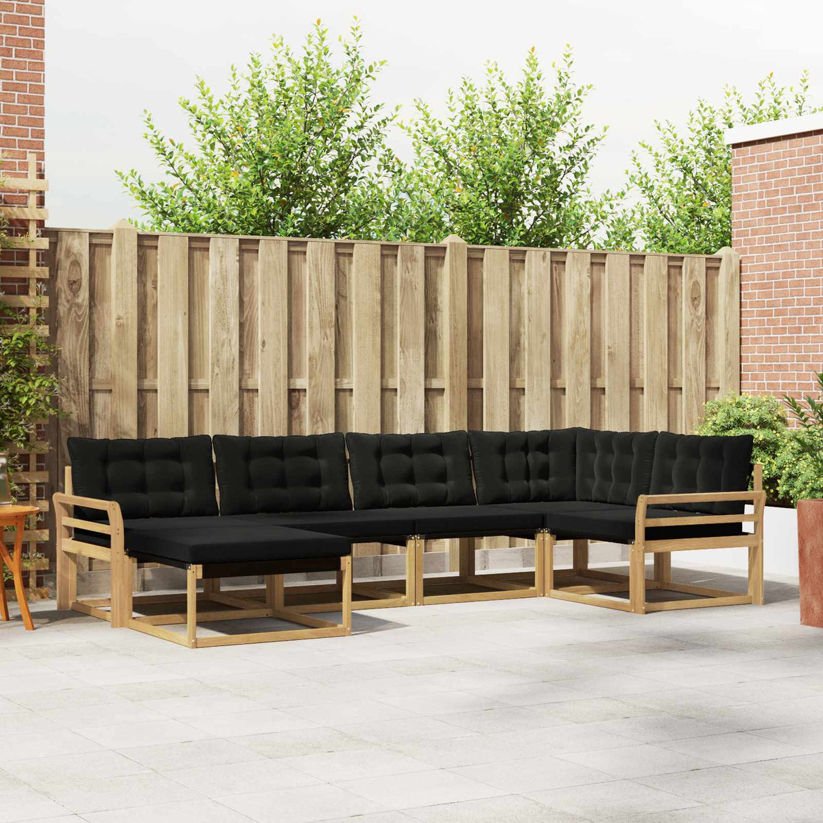 Buiten bankenset met kussen 6 pcs Wit en zwart is nu te koop bij PeponiXL, paradijselijk wonen!