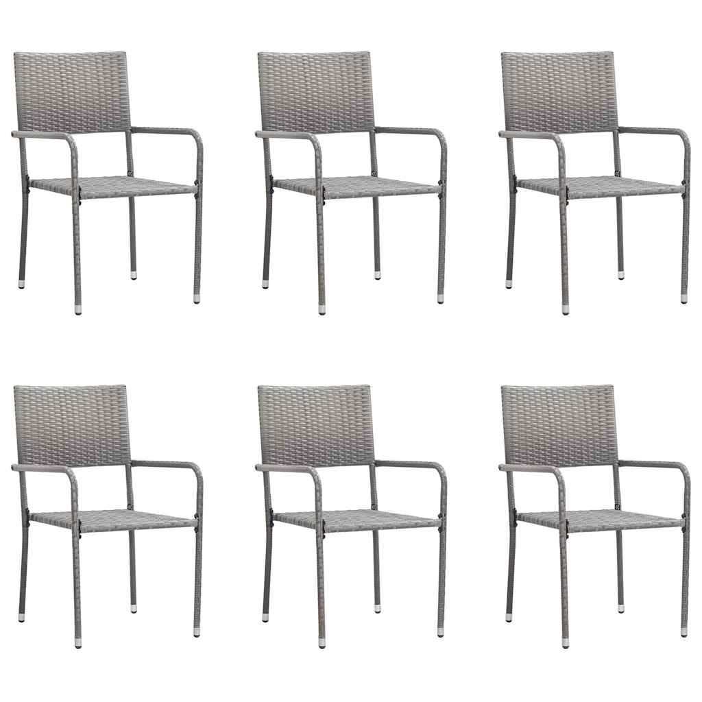 Tuinstoelen 6 st stapelbaar poly rattan grijs is nu te koop bij PeponiXL, paradijselijk wonen!