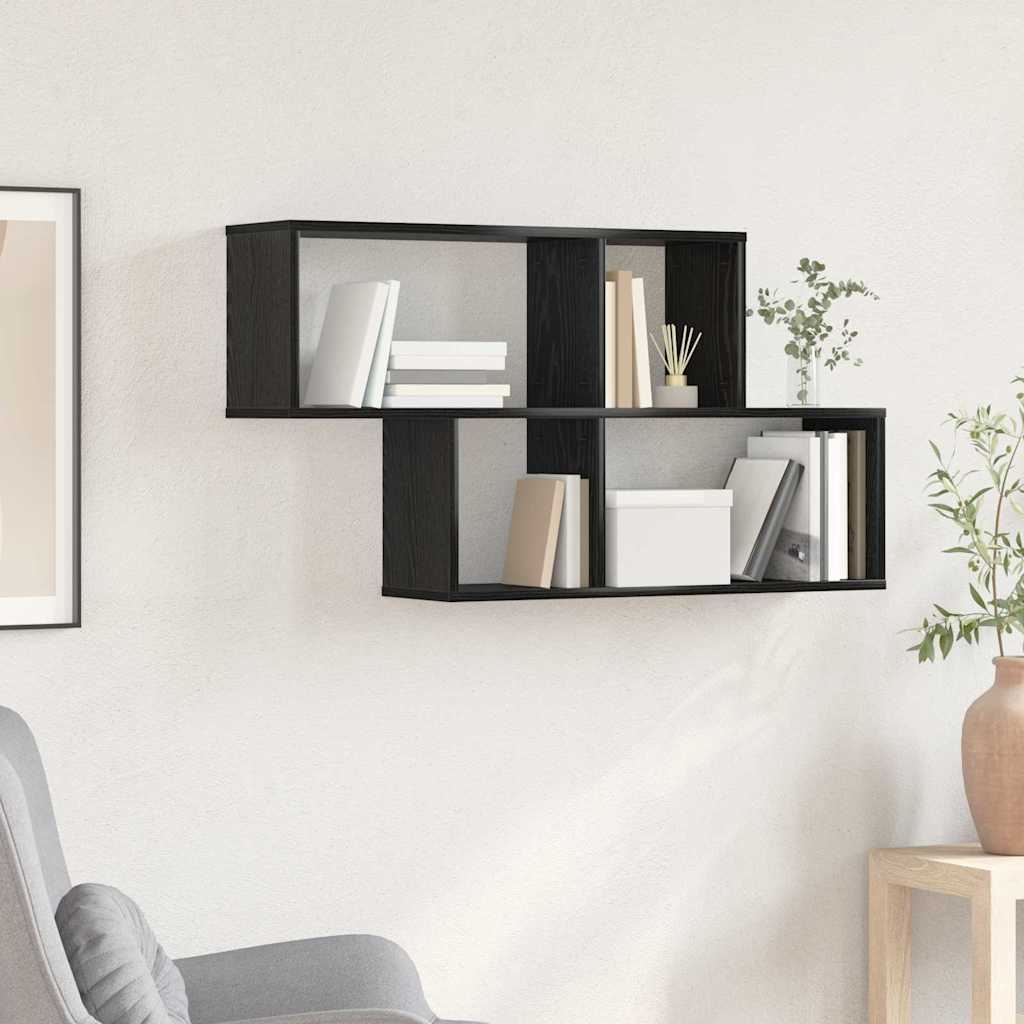 Wandplank met plank Wandgemonteerd Zwart Bewerkt hout is nu te koop bij PeponiXL, paradijselijk wonen!