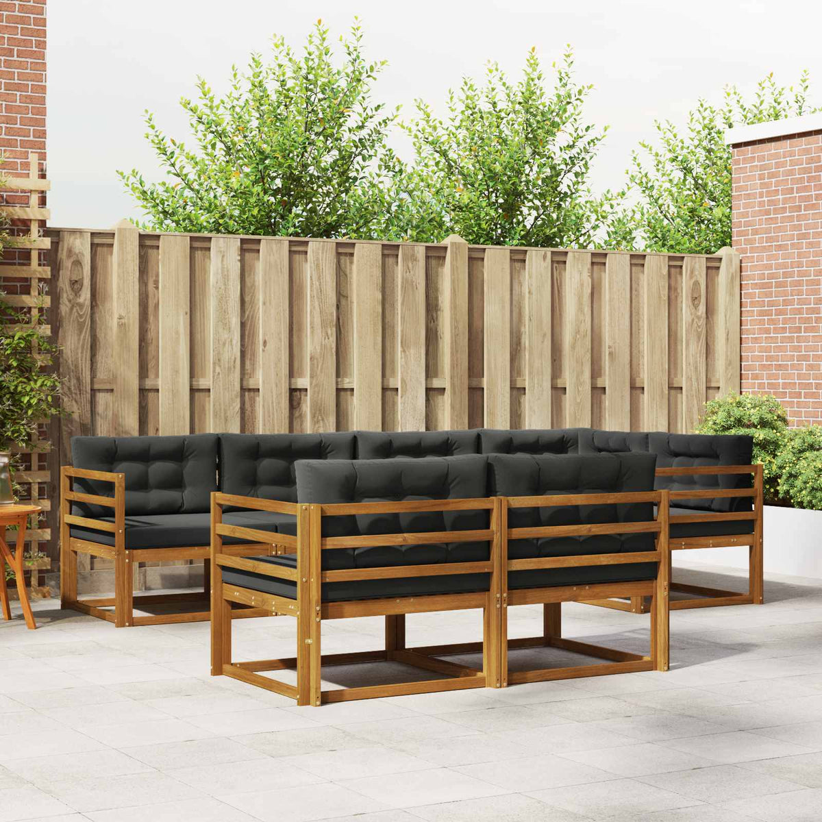 Buiten bankenset met kussen 7 pcs Natuurlijk en Antraciet is nu te koop bij PeponiXL, paradijselijk wonen!