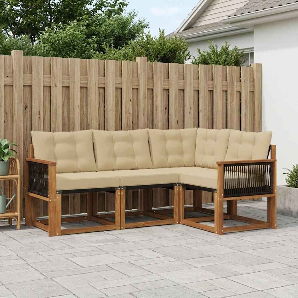 Buiten bankenset met kussen 4 pcs Natuurlijk en Beige is nu te koop bij PeponiXL, paradijselijk wonen!