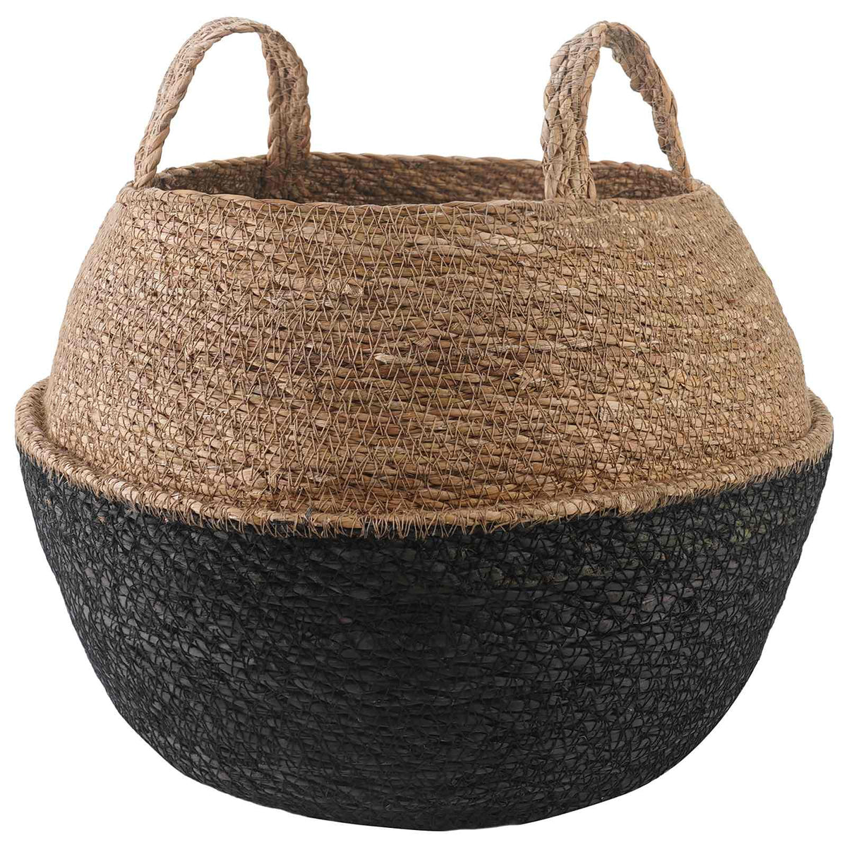 Plantenpot met handvatten Zwart Ø 45 x 36 cm 100% Zeegras is nu te koop bij PeponiXL, paradijselijk wonen!