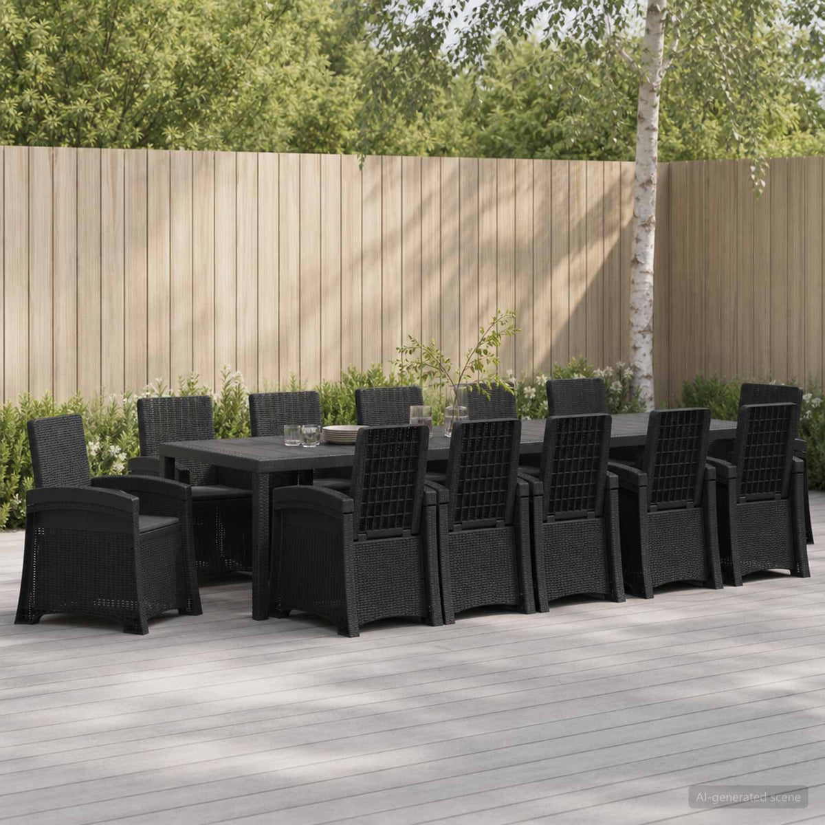 Tuin eettafelset 14 st Antracietkleurig PP is nu te koop bij PeponiXL, paradijselijk wonen!