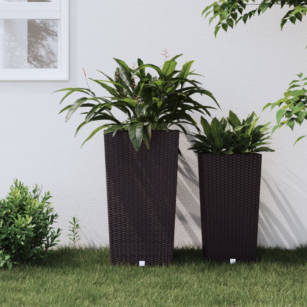 Plantenbak met uitneembare bak rattan-look 21/49 L PP bruin is nu te koop bij PeponiXL, paradijselijk wonen!