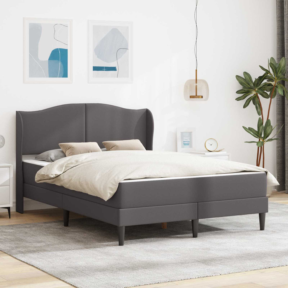 Bedframe met hoofdeinde Grijs 120 x 190 cm Kunstleer is nu te koop bij PeponiXL, paradijselijk wonen!