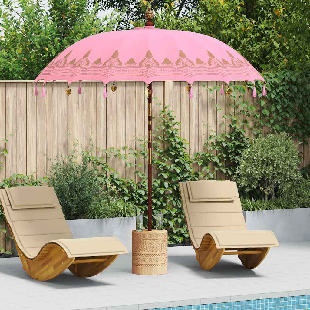 Balinese parasol met basis Roze 215 x 215 x 260 cm is nu te koop bij PeponiXL, paradijselijk wonen!