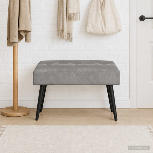 Bank met knoopverstelling Lichtgrijs 60 x 40 x 45 cm fluweel is nu te koop bij PeponiXL, paradijselijk wonen!