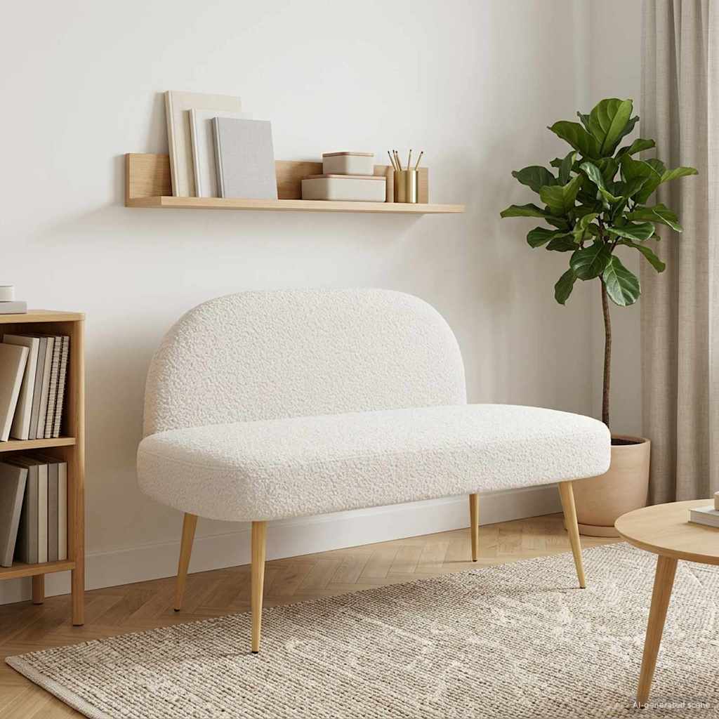 Beklede bank met rugleuning Crèmekleurig 110 x 60 x 76 cm is nu te koop bij PeponiXL, paradijselijk wonen!