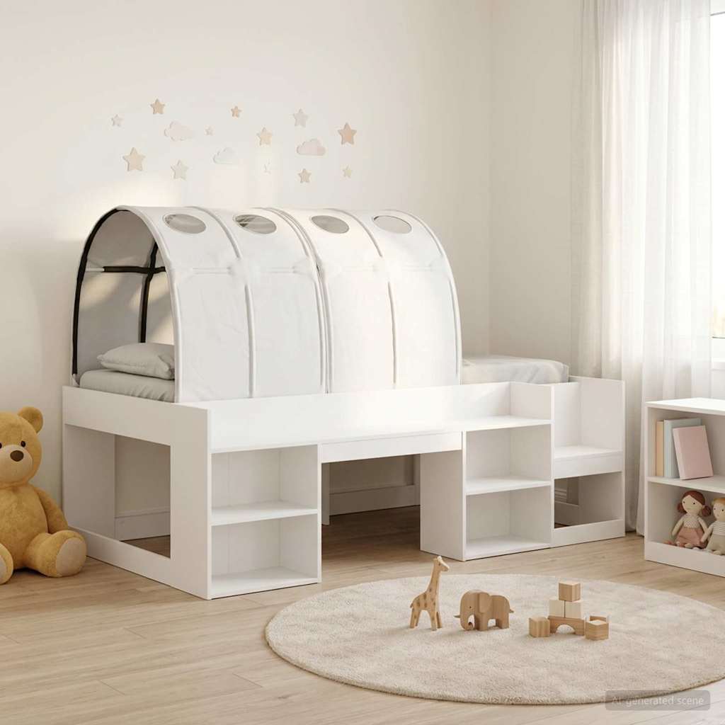 Bedframe met tunnel met plank met opslag 3 st Wit Bewerkt hout is nu te koop bij PeponiXL, paradijselijk wonen!