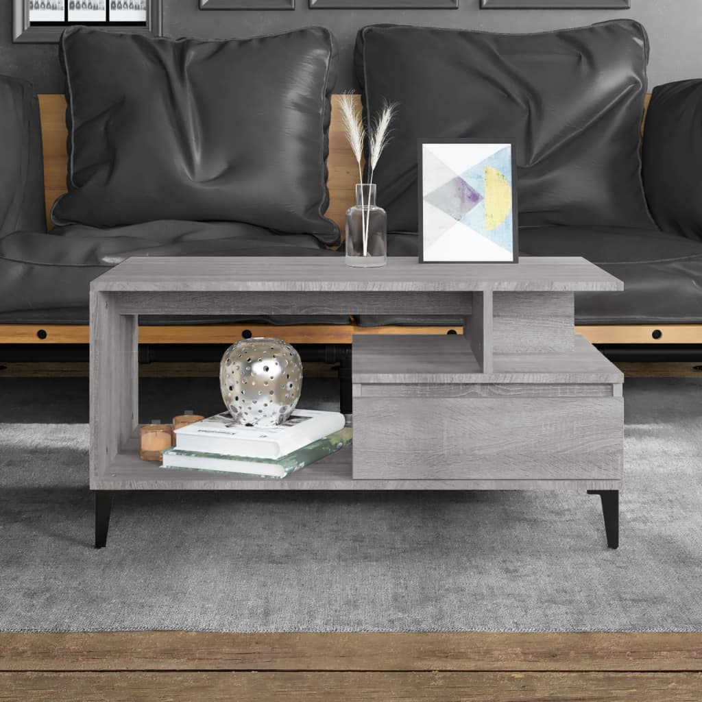 Salontafel 90x49x45 cm bewerkt hout grijs sonoma is nu te koop bij PeponiXL, paradijselijk wonen!