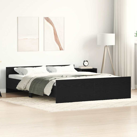 Bedframe zonder matras 150x200 cm bewerkt hout zwart eikenkleur is nu te koop bij PeponiXL, paradijselijk wonen!