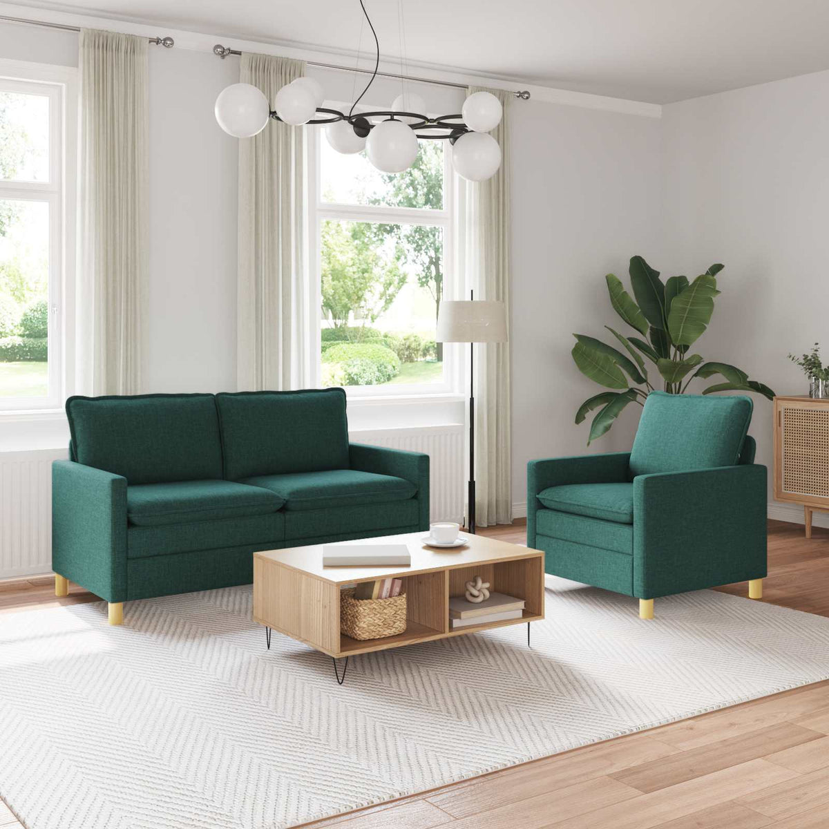 Bankstel 2 st Donkergroen Stof is nu te koop bij PeponiXL, paradijselijk wonen!
