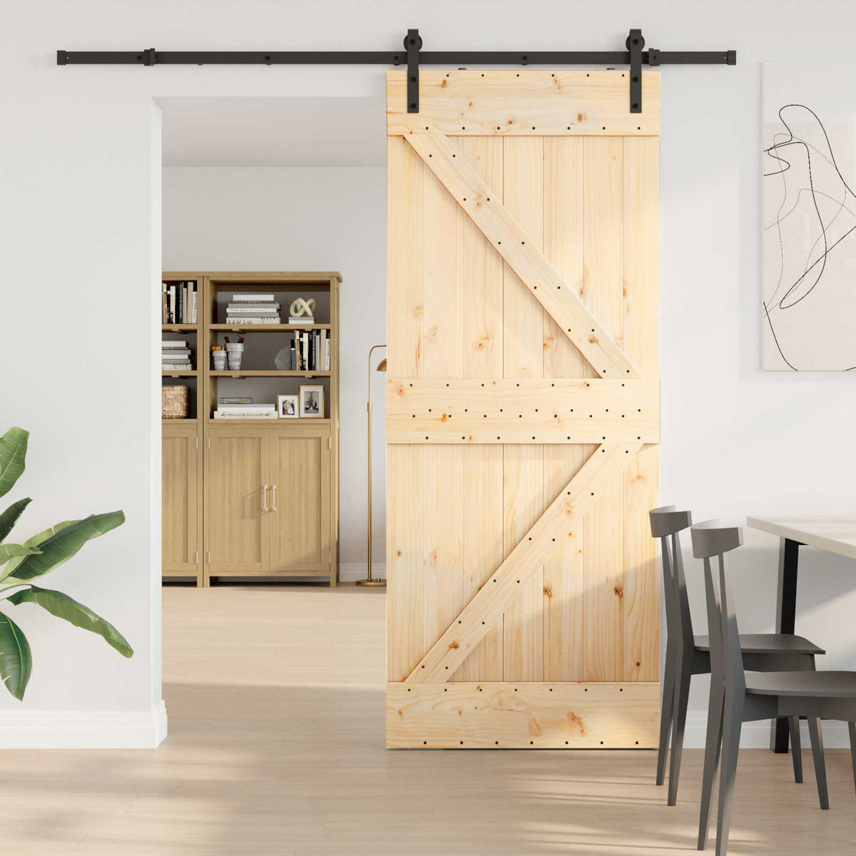Schuifdeur NARVIK Naturel en Zwart 85 x 210 cm (213,5 cm) is nu te koop bij PeponiXL, paradijselijk wonen!