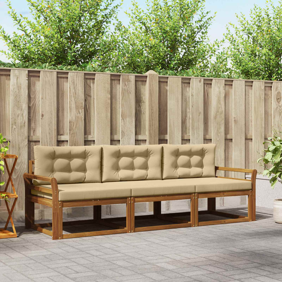 Buiten bankenset met kussen 3 pcs Natuurlijk en Beige is nu te koop bij PeponiXL, paradijselijk wonen!