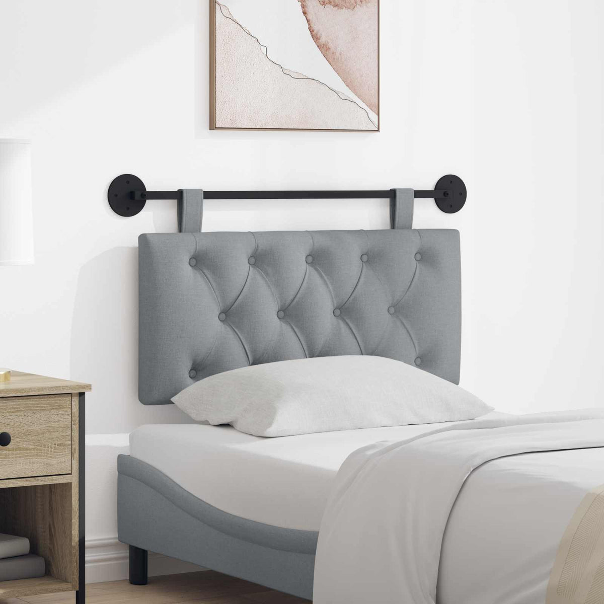 Hangend hoofdbord Lichtgrijs Stof is nu te koop bij PeponiXL, paradijselijk wonen!