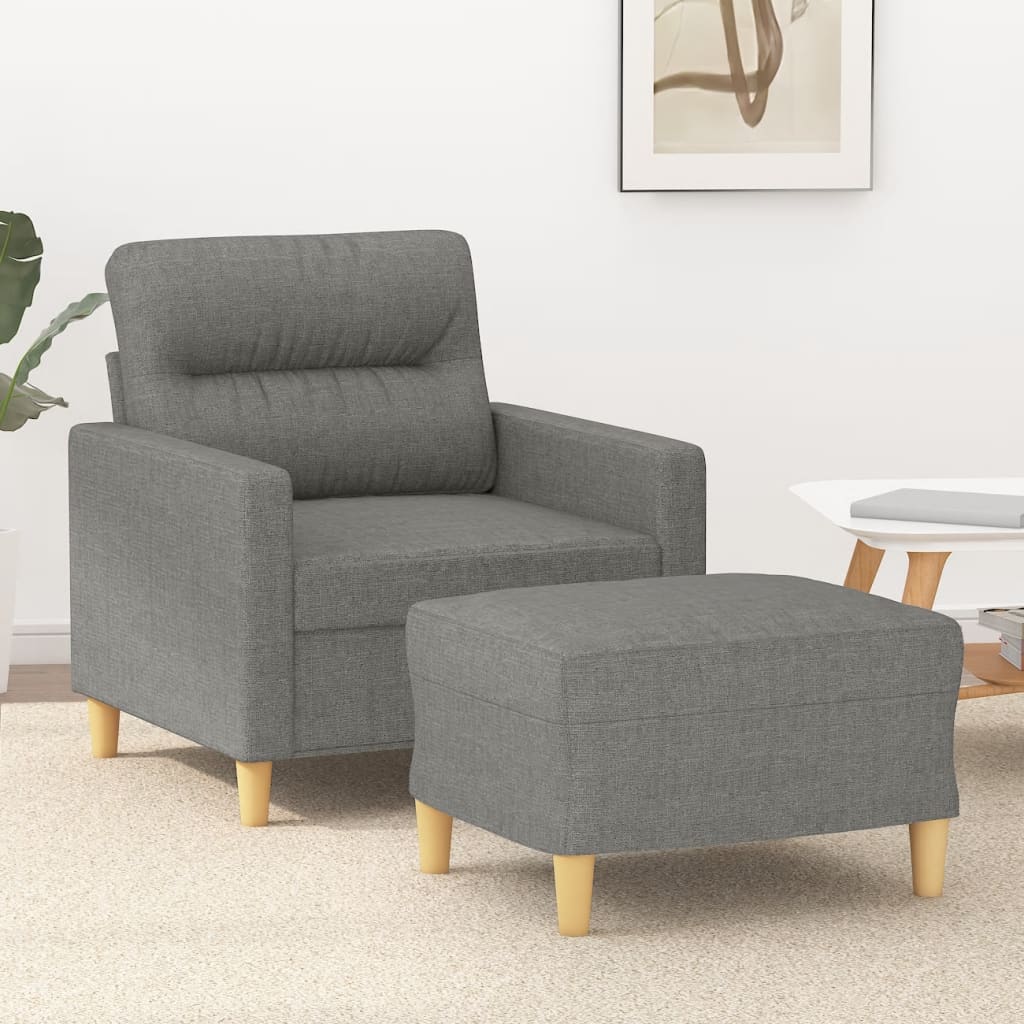Fauteuil met voetenbank 60 cm stof donkergrijs is nu te koop bij PeponiXL, paradijselijk wonen!