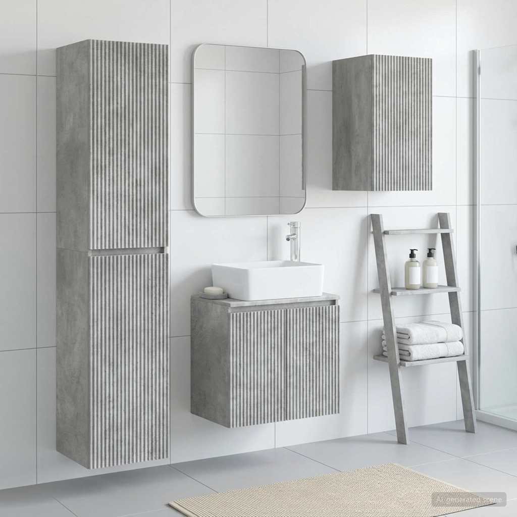 Badkamermeubelset 3 st Betongrijs 33 x 34,5 x 160 cm is nu te koop bij PeponiXL, paradijselijk wonen!