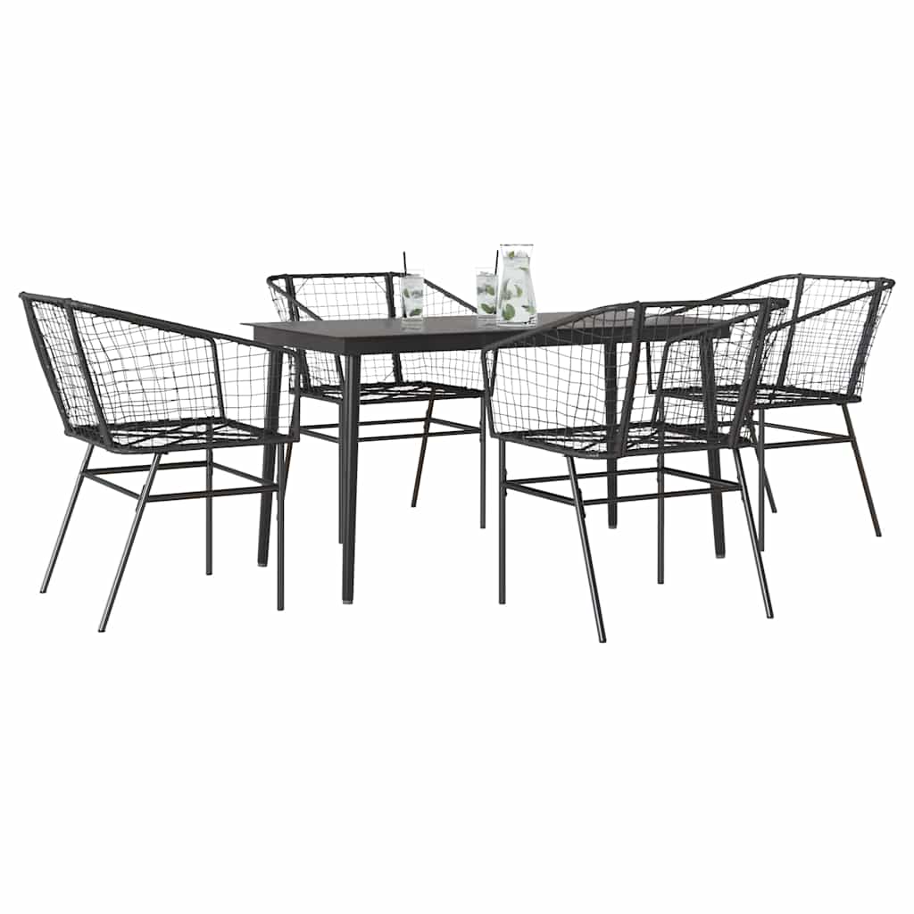 5-delige Tuinset poly rattan glas zwart is nu te koop bij PeponiXL, paradijselijk wonen!