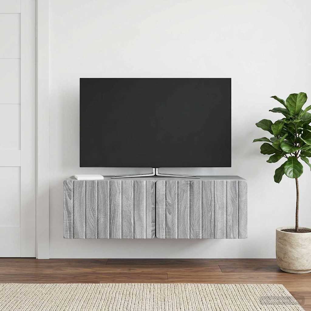 Wandbeugel TV-kast Grijs sonoma 98 x 41 x 30 cm Bewerkt hout is nu te koop bij PeponiXL, paradijselijk wonen!