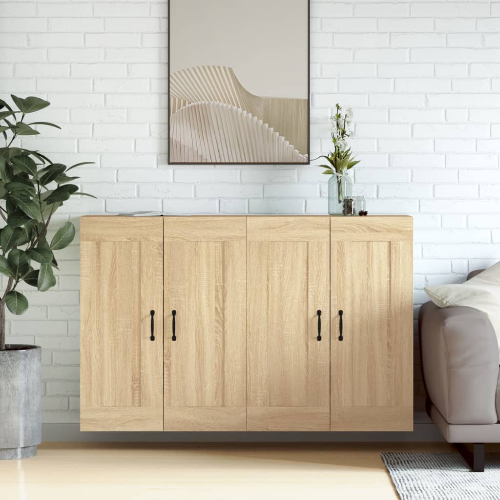 Hangkasten 2 st bewerkt hout sonoma eikenkleurig is nu te koop bij PeponiXL, paradijselijk wonen!