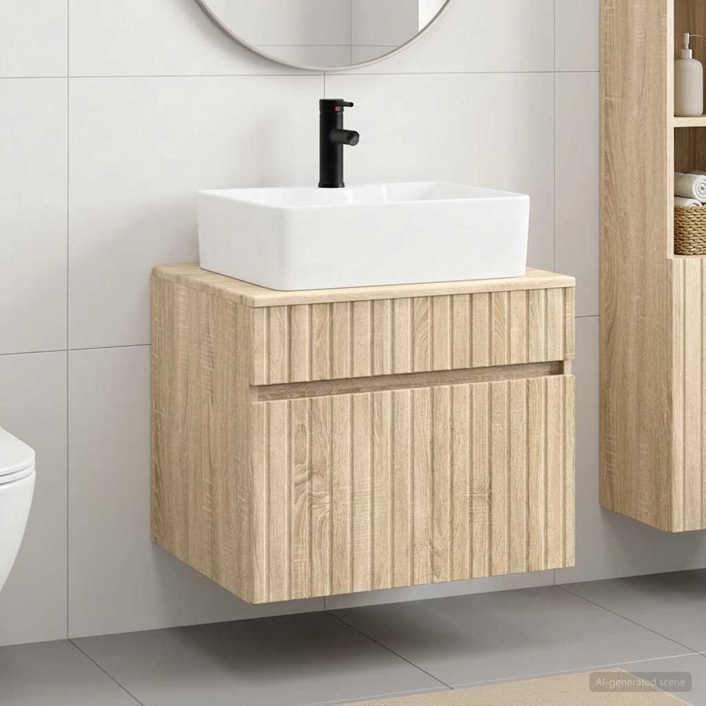 Badkamermeubelset Sonoma Eiken Bewerkt hout is nu te koop bij PeponiXL, paradijselijk wonen!